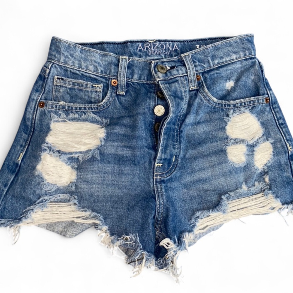 Arizona Jean Company Women's Blue Ripped Jean Shorts